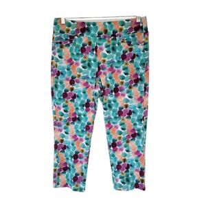 Soft Surroundings Capri Pants Pull On Multicolor Abstract Women Size PM Cropped